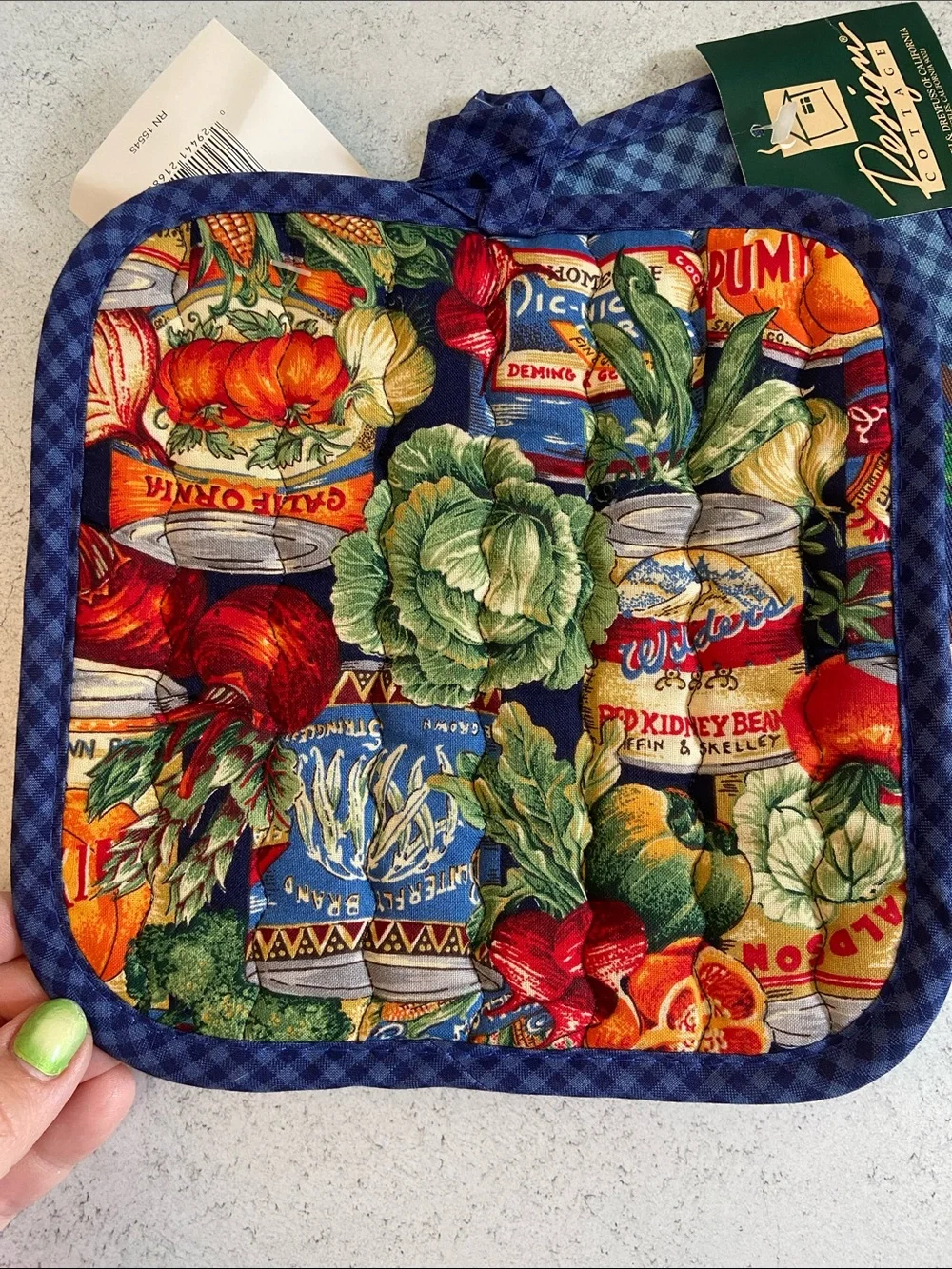 Vintage Design Cottage Vegetable Pot Holders Set Tomatoes Garden Kitchen New 90s